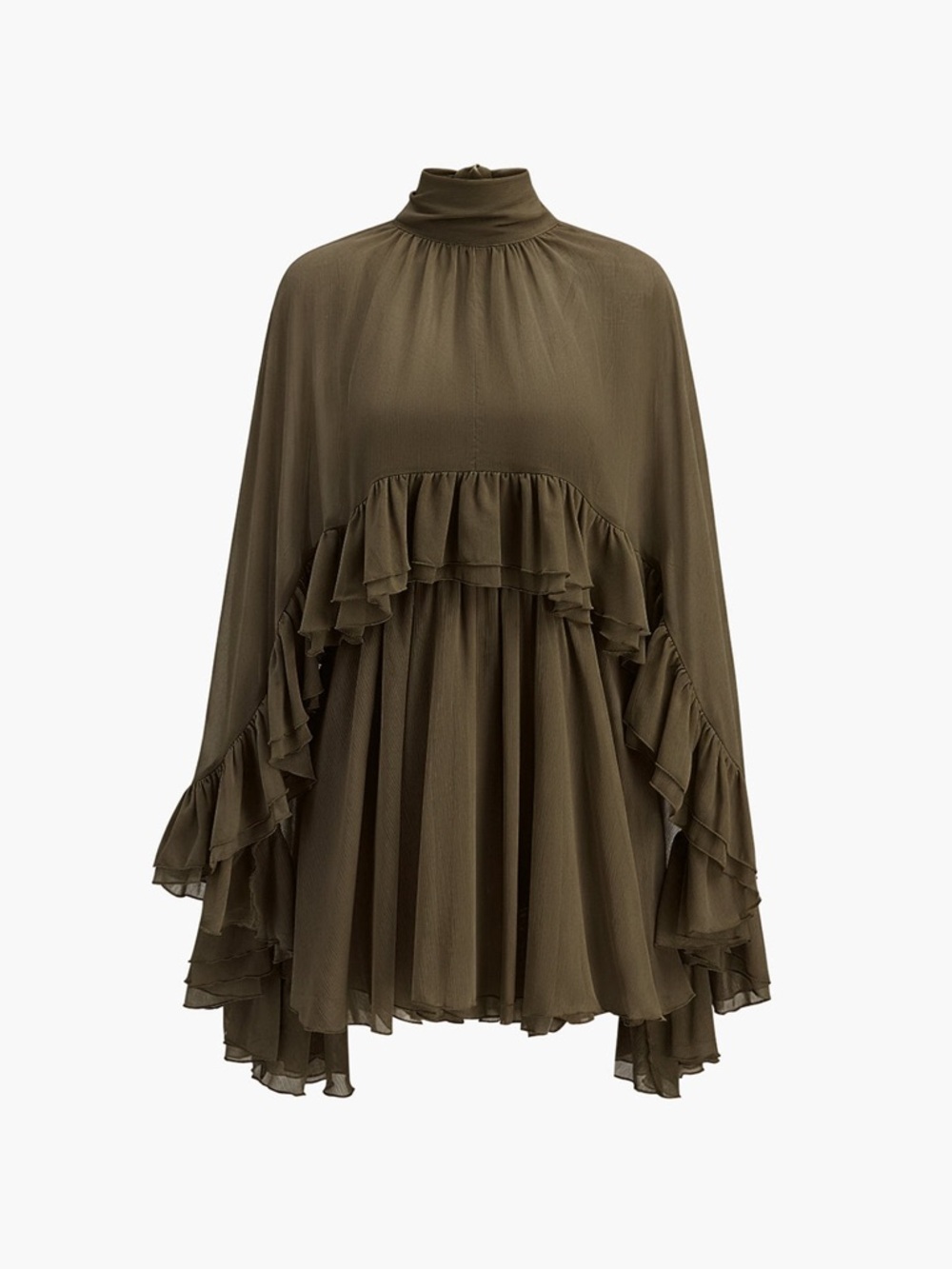 Commense Ruffled Flowy Cape Dress